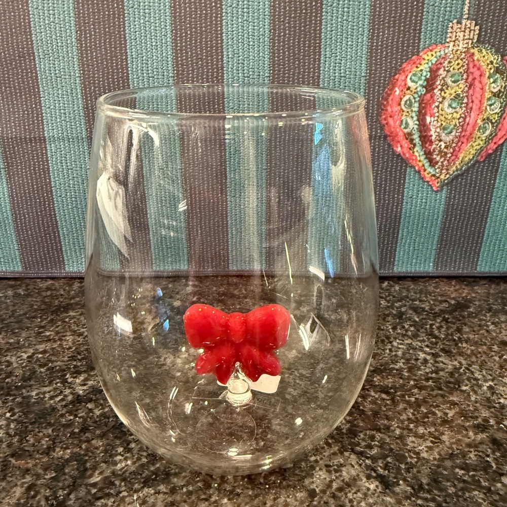 Anthropologie The Jolly Icon Stemless Wine Glass | Bow | NWT - Picture 4 of 5